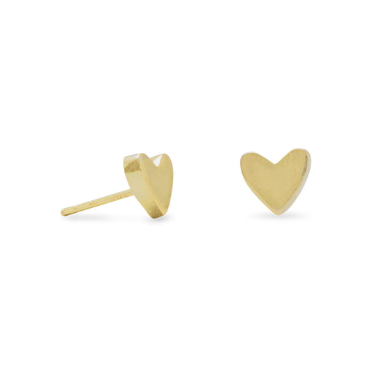 14k Yellow Gold Plated Sterling Silver 7-mm Heart Stud Earrings