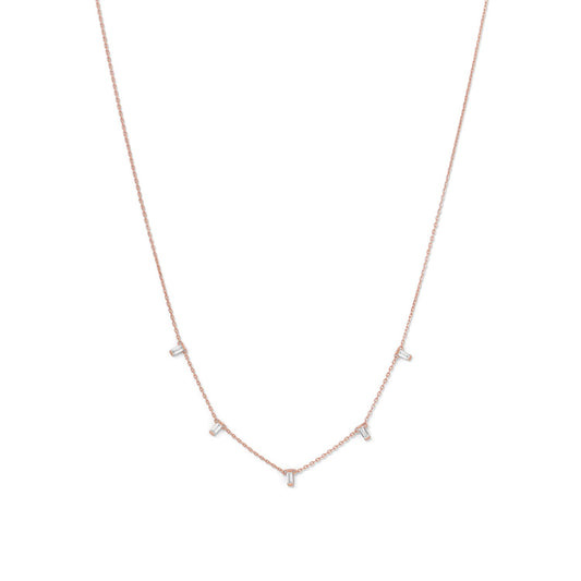 14k Rose Gold Plated Sterling Silver Cubic Zirconia Dangling Necklace