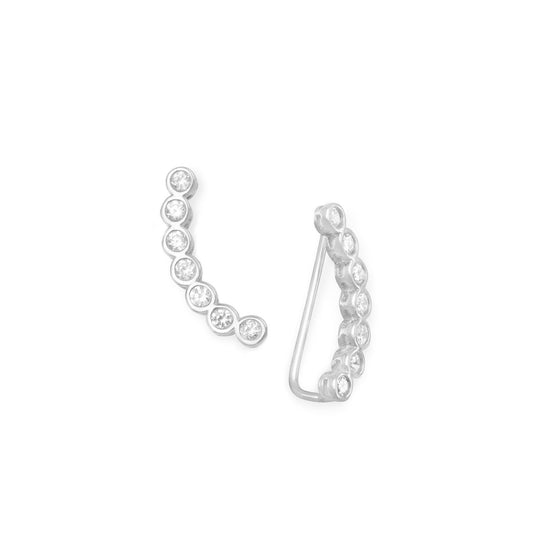 Sterling Silver Bezel-set Cubic Zirconia Ear Climbers