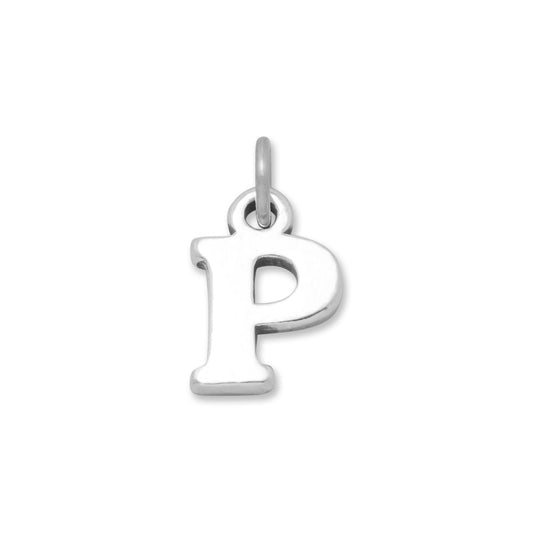 Authentic 925 Sterling Silver Oxidized Block Letter P Women's Charm for Bracelet or Necklace