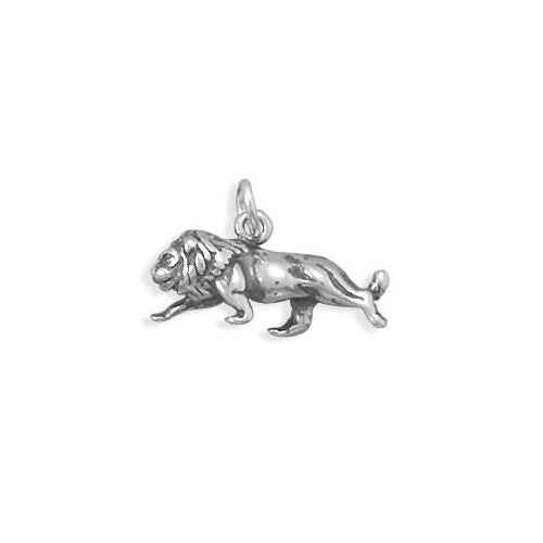 Sterling Silver Oxidized Lion Charm