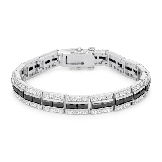 Silvertone Onyx Radiant-cut Cubic Zirconia Bracelet