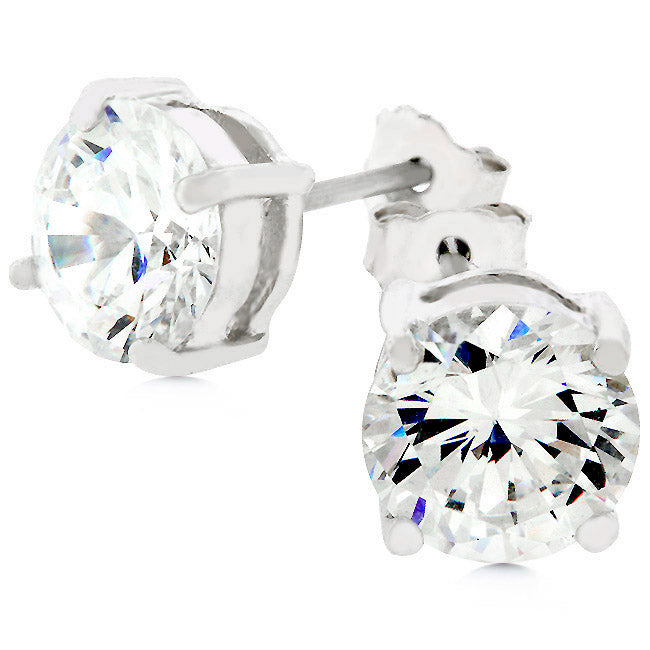 Sterling Silver 7mm Round Cubic Zirconia Earring Studs