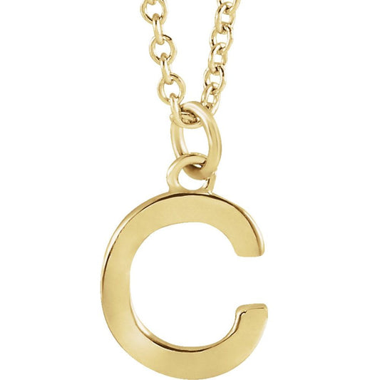 18K Yellow Gold Plated 925 Silver 0.37" Letter C Dangling 18" Initial Necklace