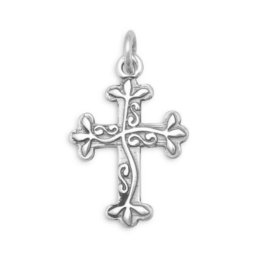 Authentic 925 Sterling Silver Oxidized Reversible Cross Women's Charm for Bracelet or Necklace