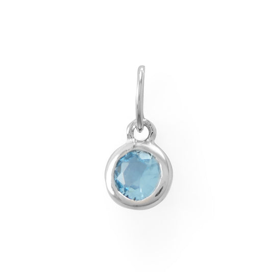 Round CZ March Birthstone Charm