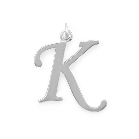 Sterling Silver Initial Letter K Pendant