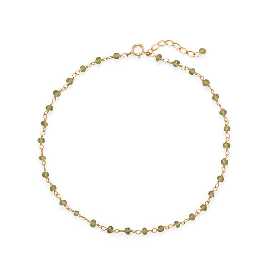 14k Gold Plated Sterling Silver Green Peridot Anklet