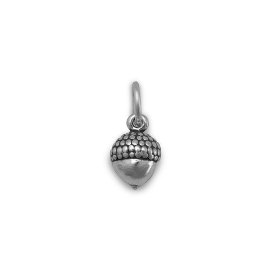 Sterling Silver Small Oxidized Acorn Charm