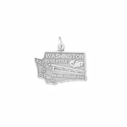 Authentic 925 Sterling Silver Washington State Women's Charm for Bracelet or Necklace