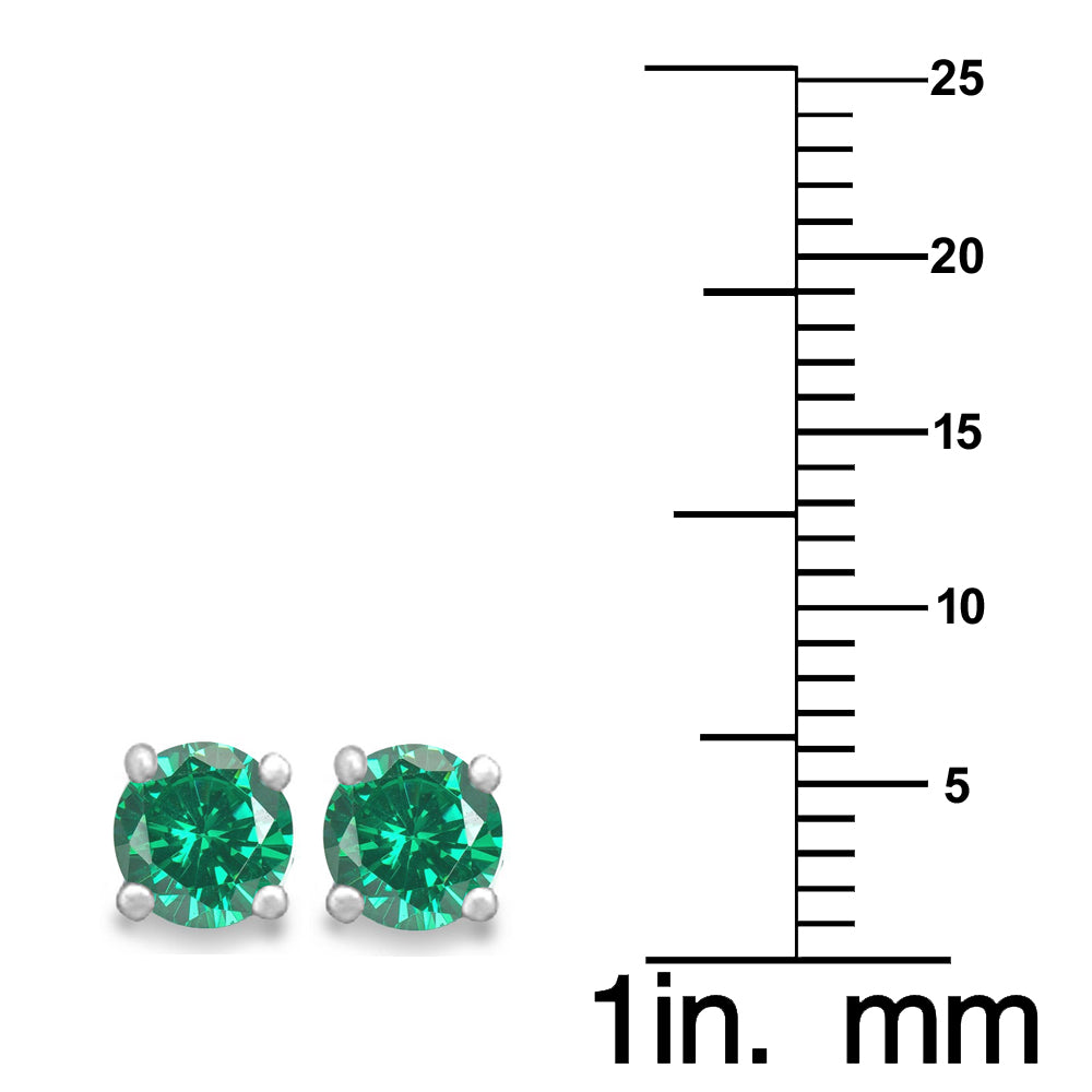 Sterling Silver May Birthstone Cubic Zirconia Stud Earrings