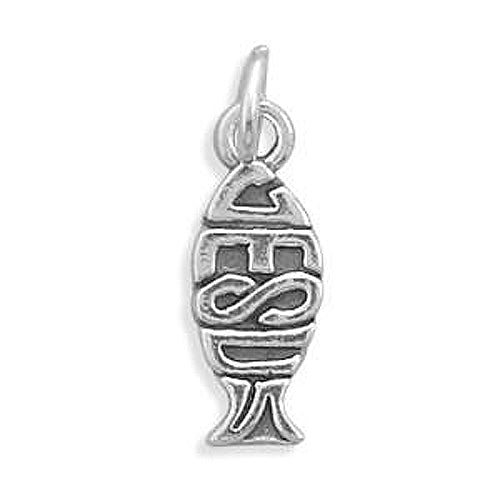 Authentic 925 Sterling Silver Jesus Ichthys Women's Charm for Bracelet or Necklace