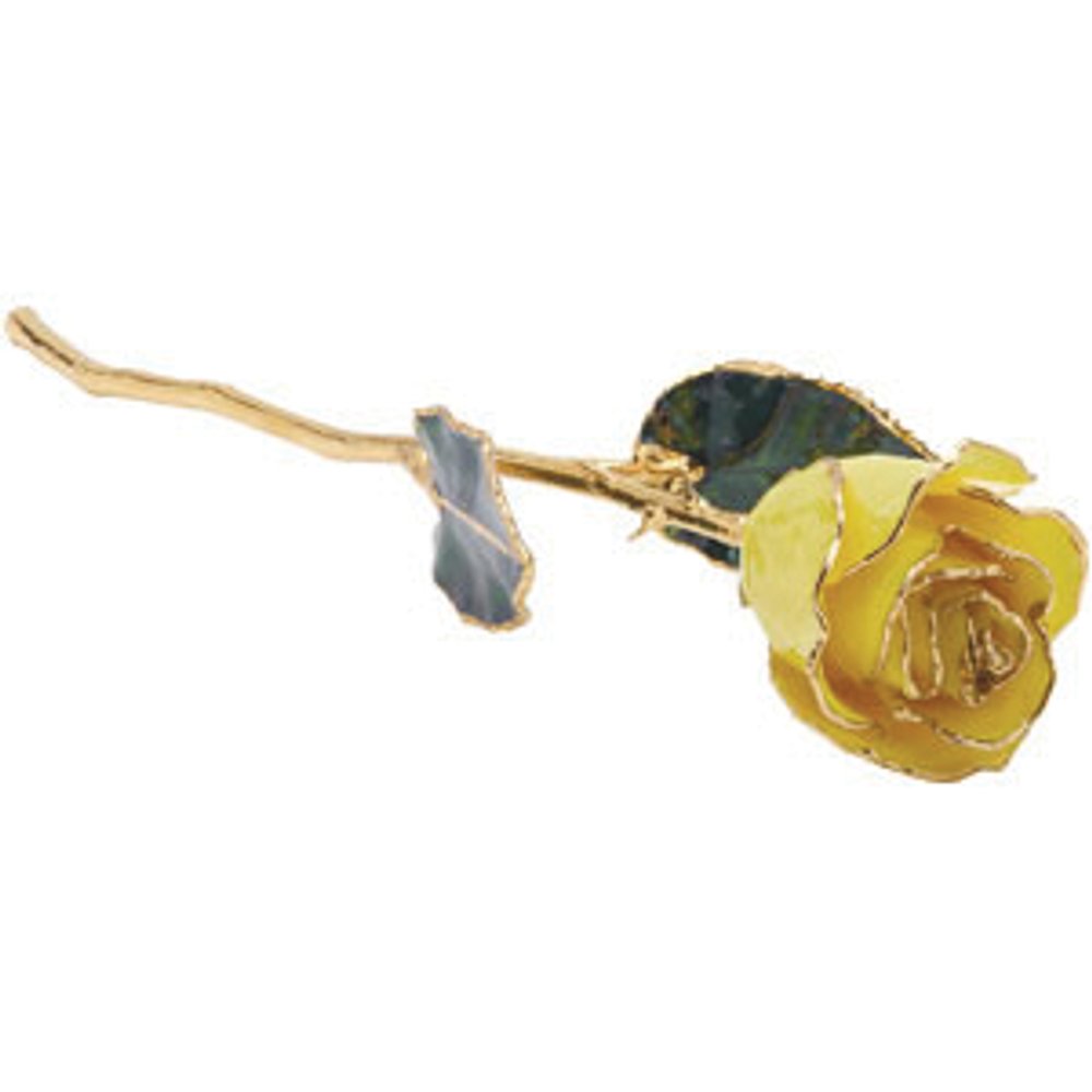 Lacquered Yellow Rose with Gold Trim