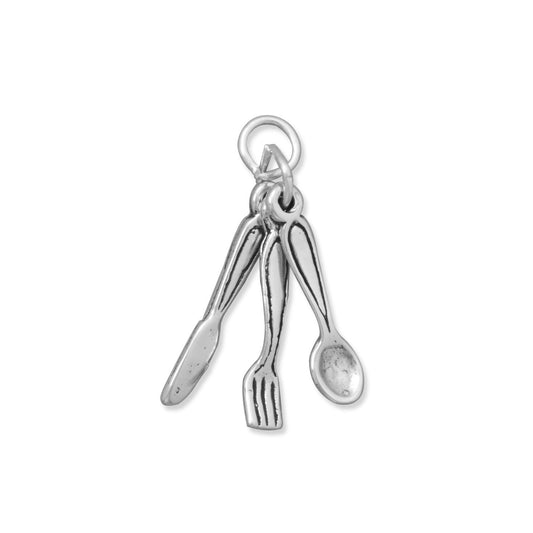 Authentic 925 Sterling Silver Cutlery Women's Charm for Bracelet or Necklace