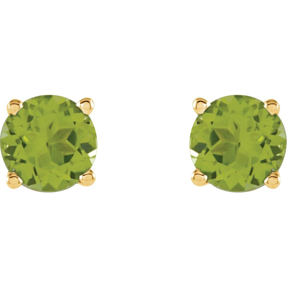 14k Yellow Gold 5 mm Natural Peridot Stud Earrings