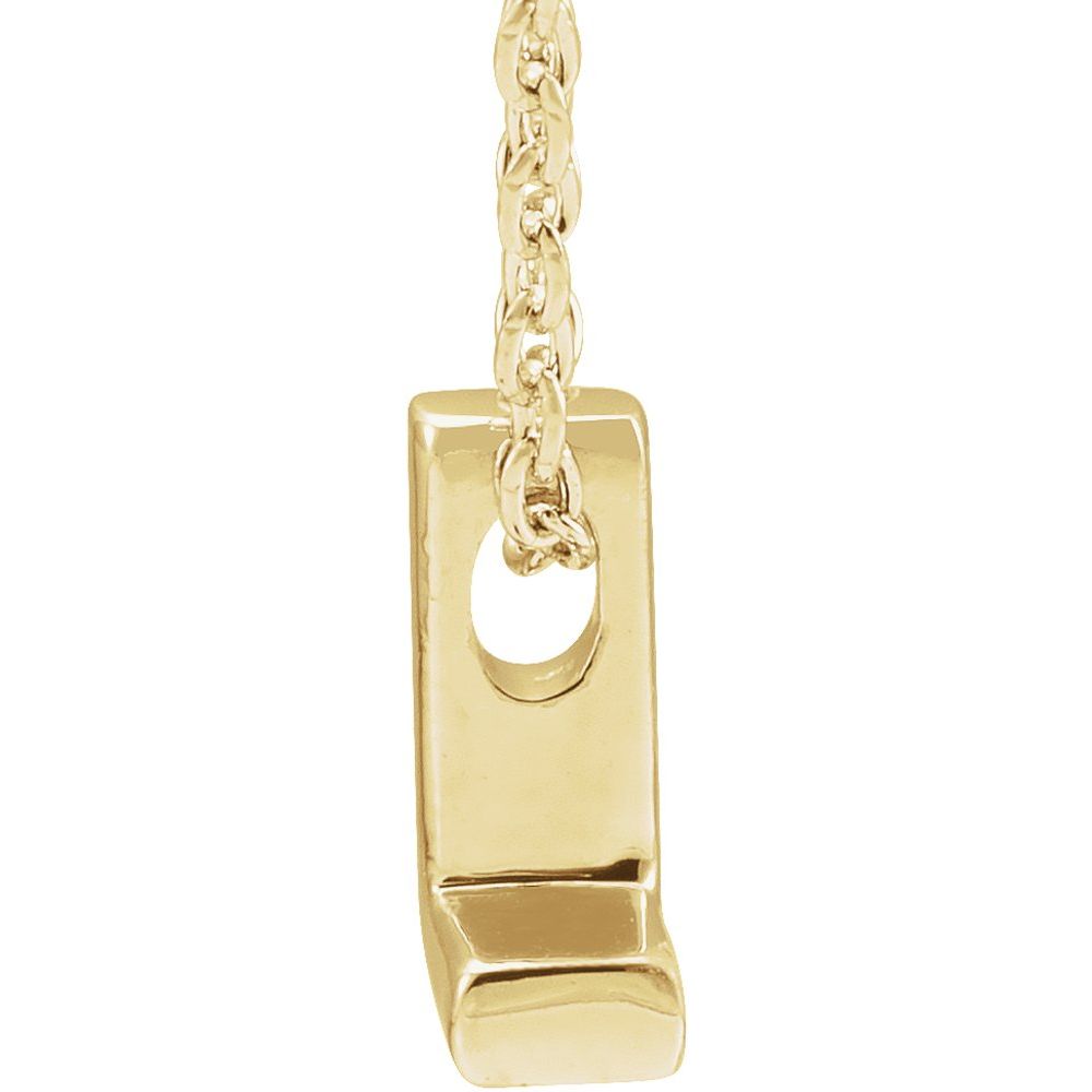 Genuine 14K Yellow Gold 0.31" Initial Letter L Pendant Slide Adjustable 16-18" Necklace