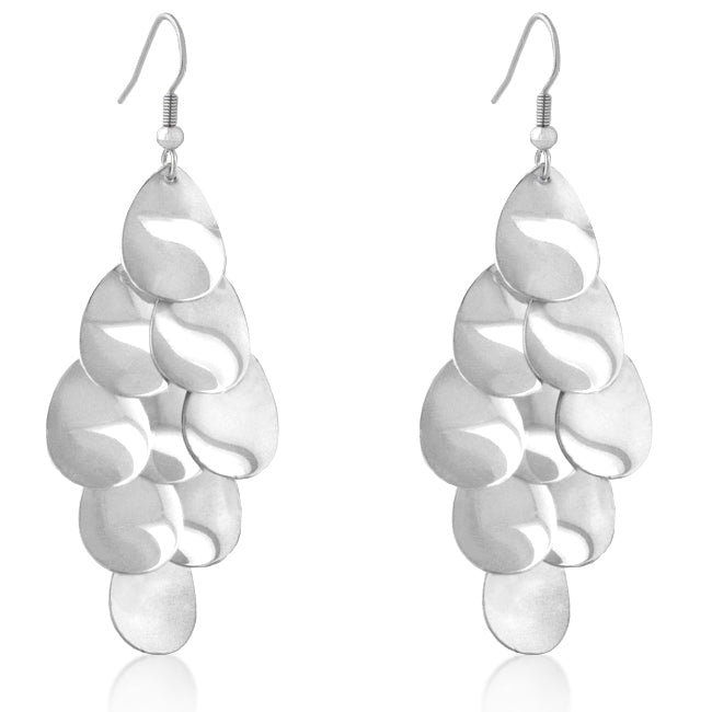 Silvertone Dangling Disc Cascading Earrings