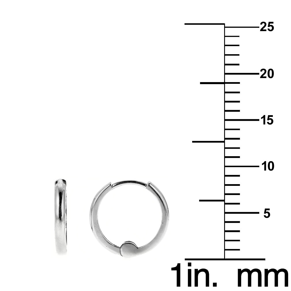 Genuine 14k White Gold Extra Small 1.5mm Thin Hinged Hoop Earrings - 8mm Diameter