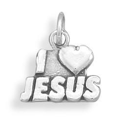 Sterling Silver Oxidized I Love Jesus Charm