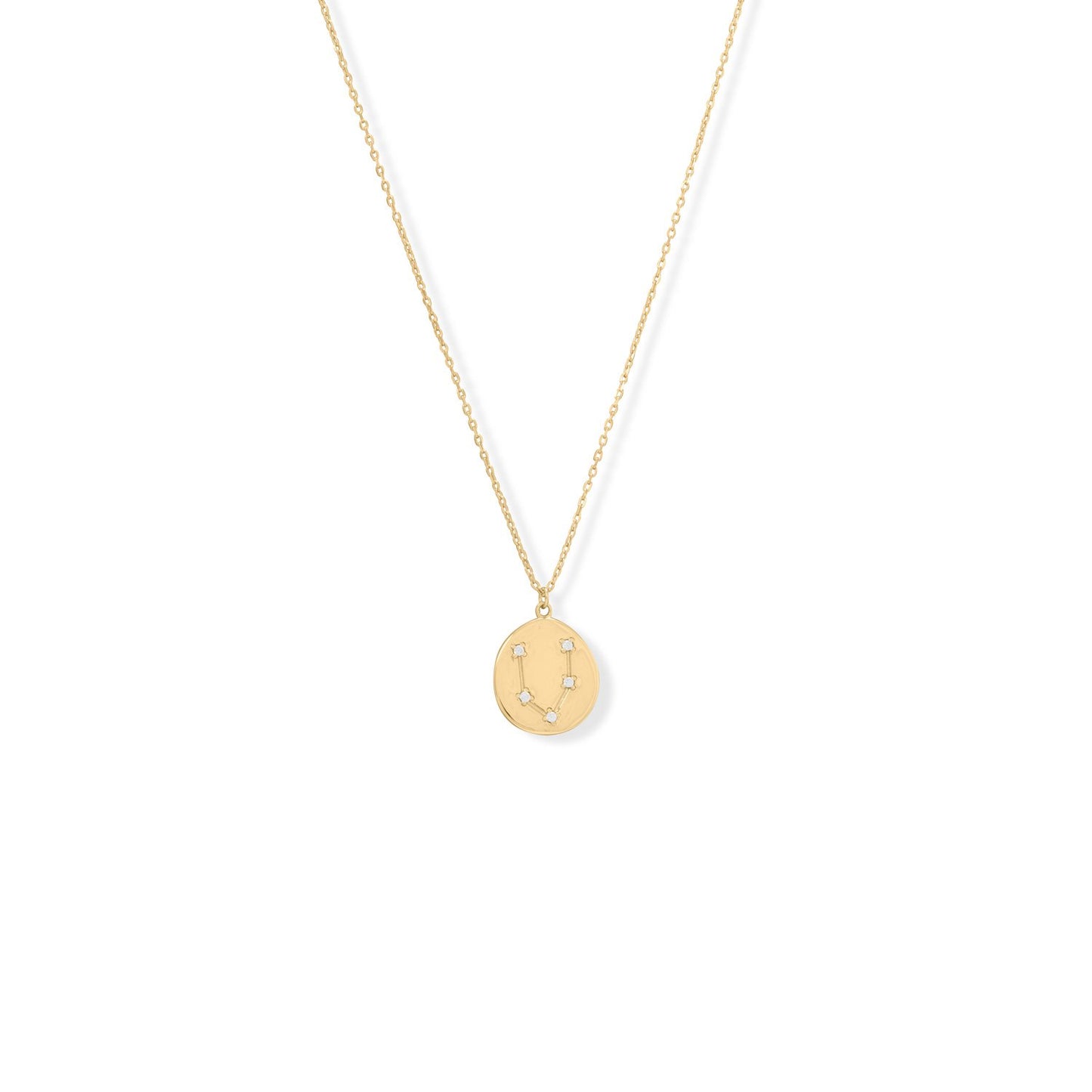 14k Yellow Gold Plated Sterling Silver Cubic Zirconia Pisces Coin Constellations Necklace