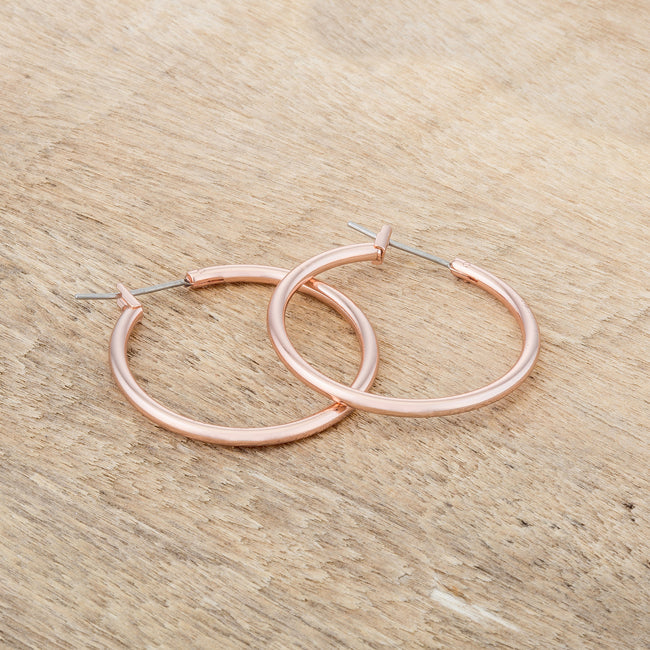 Rose Goldtone 30 mm Round Hoop Earrings