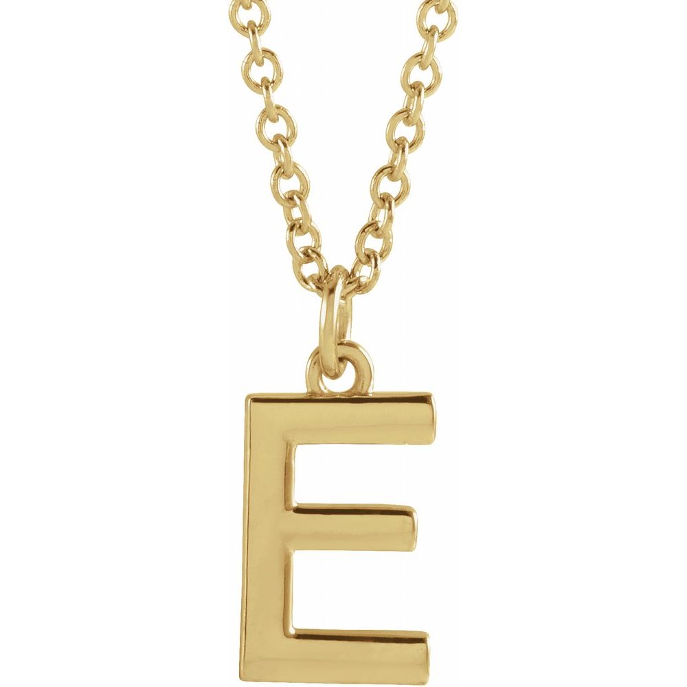 18K Yellow Gold Plated 925 Silver 0.37" Letter E Dangling 18" Initial Necklace