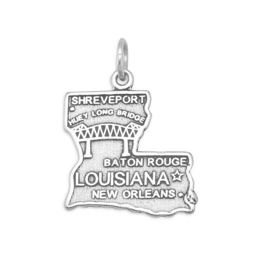 Authentic 925 Sterling Silver Louisiana State Women's Charm for Bracelet or Necklace