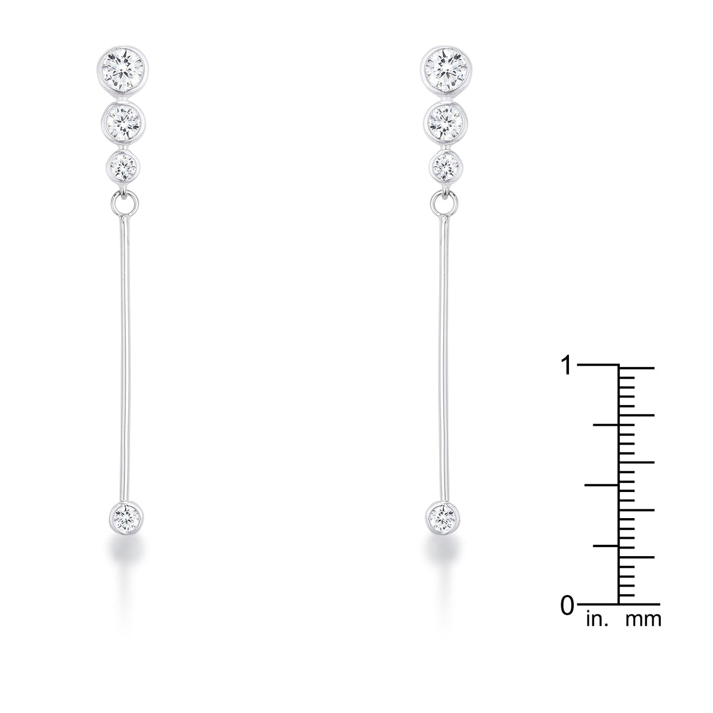 Precious Stars Silvertone Graduated Cubic Zirconia Long Drop Earrings