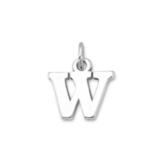 Authentic 925 Sterling Silver Oxidized Block Letter W Women's Charm for Bracelet or Necklace