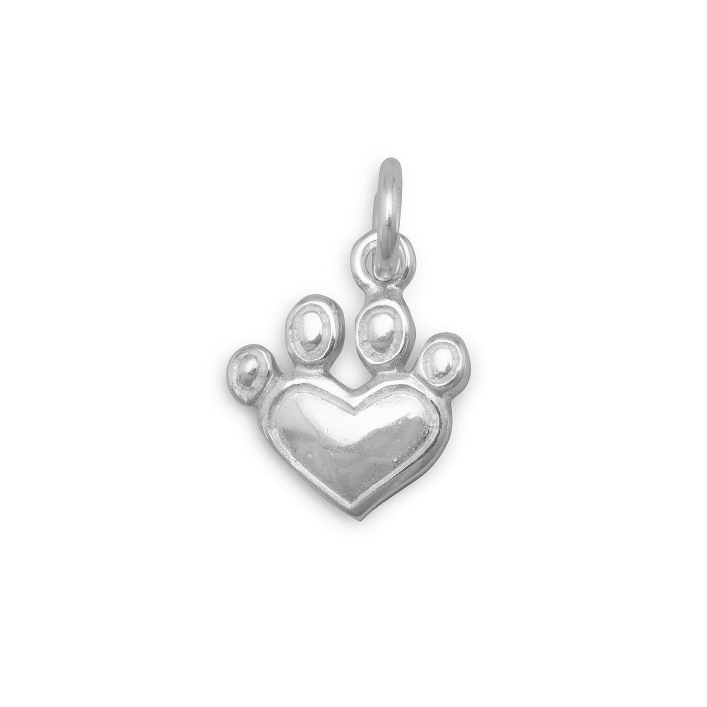 Authentic 925 Sterling Silver Heart Paw Print Women's Charm for Bracelet or Necklace