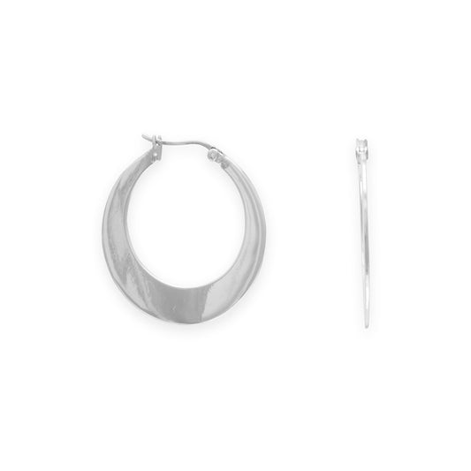 Sterling Silver Knife-edge Flat Hoop Earrings