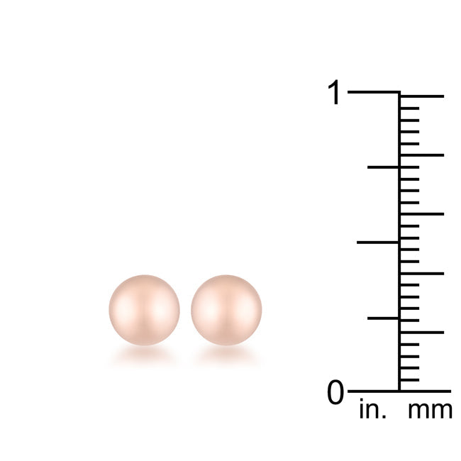 Rose Goldtone Stainless Steel 6mm Sphere Earrings Studs