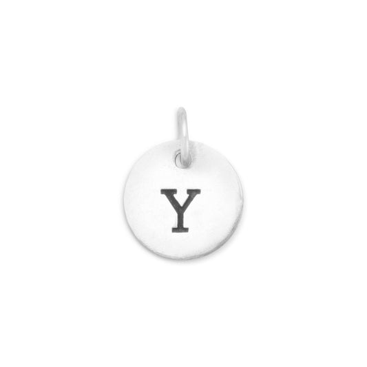 Authentic 925 Sterling Silver Oxidized Initial Y Women's Charm for Bracelet or Necklace