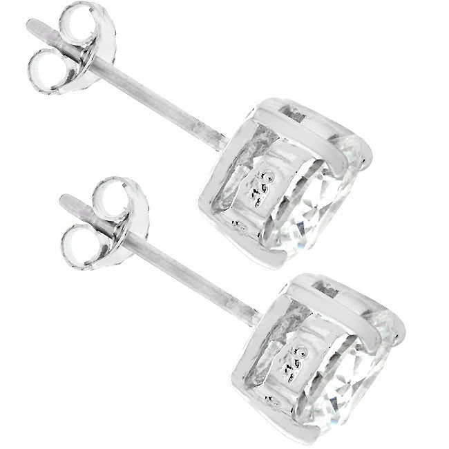 Sterling Silver 7mm Round Cubic Zirconia Earring Studs