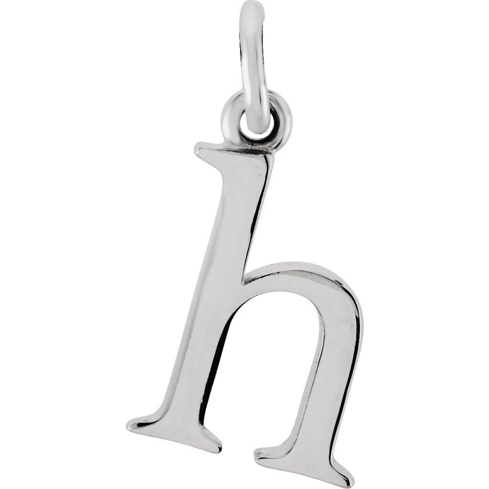 Authentic 925 Sterling Silver 0.43" Lowercase H Initial 16" Letter Necklace