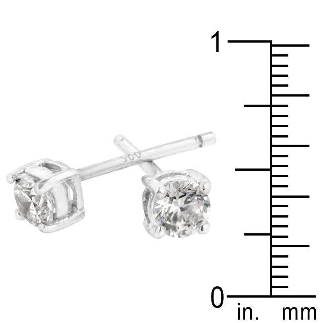 Sterling Silver 3 mm Round Cubic Zirconia Earrings