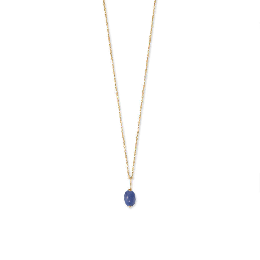 14k Yellow Gold Gemstone Birthstone 16" Necklace (January - December)