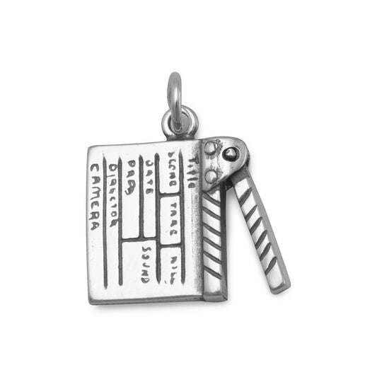 Authentic 925 Sterling Silver Oxidized Movie Clapboard Women's Charm for Bracelet or Necklace