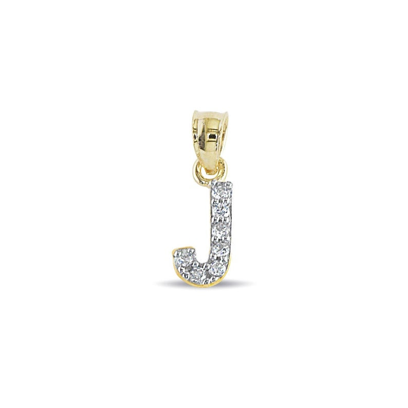 Genuine 14k Yellow Gold 0.59" Cubic Zirconia CZ Initial Block Letter 'J' Pendant for Men or Women - Gold Letter Charm