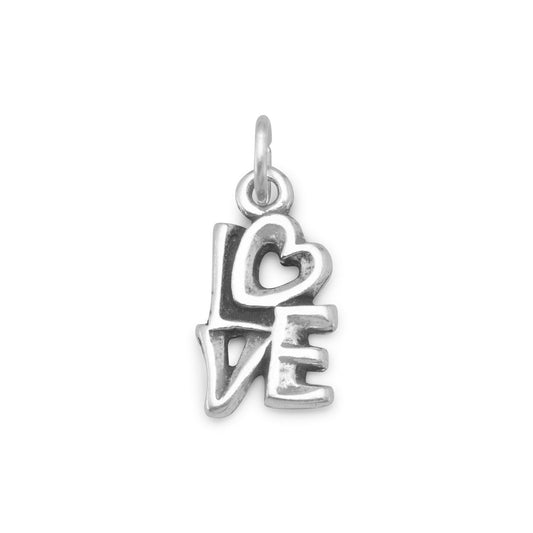 Sterling Silver Oxidized Love Charm