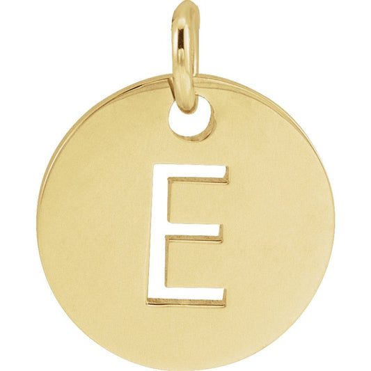 18k Gold Plated 925 Silver Initial E Disc 0.39" Pendant for Men or Women