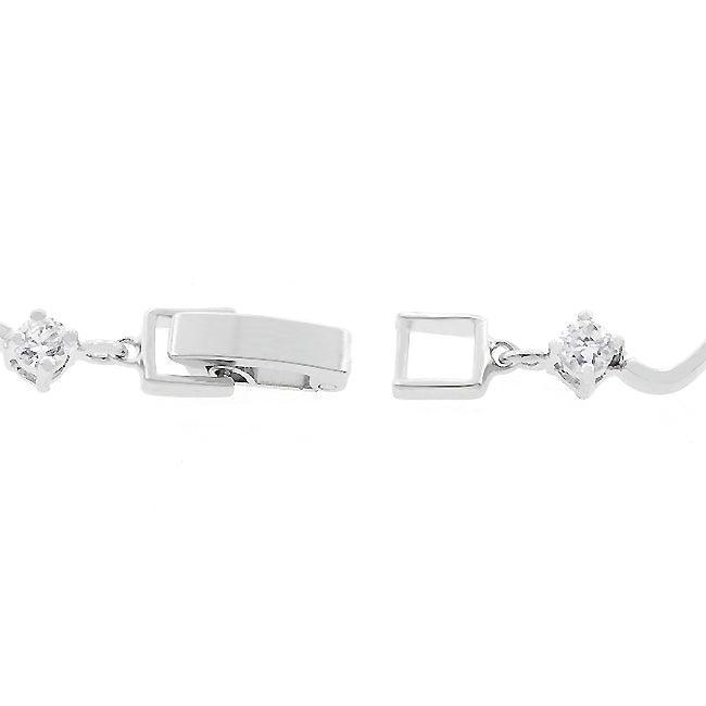 Silvertone Elegant Cubic Zirconia Ladies Eternity Bracelet