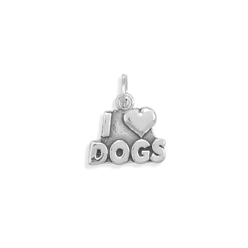 Sterling Silver I Love Dogs Charm