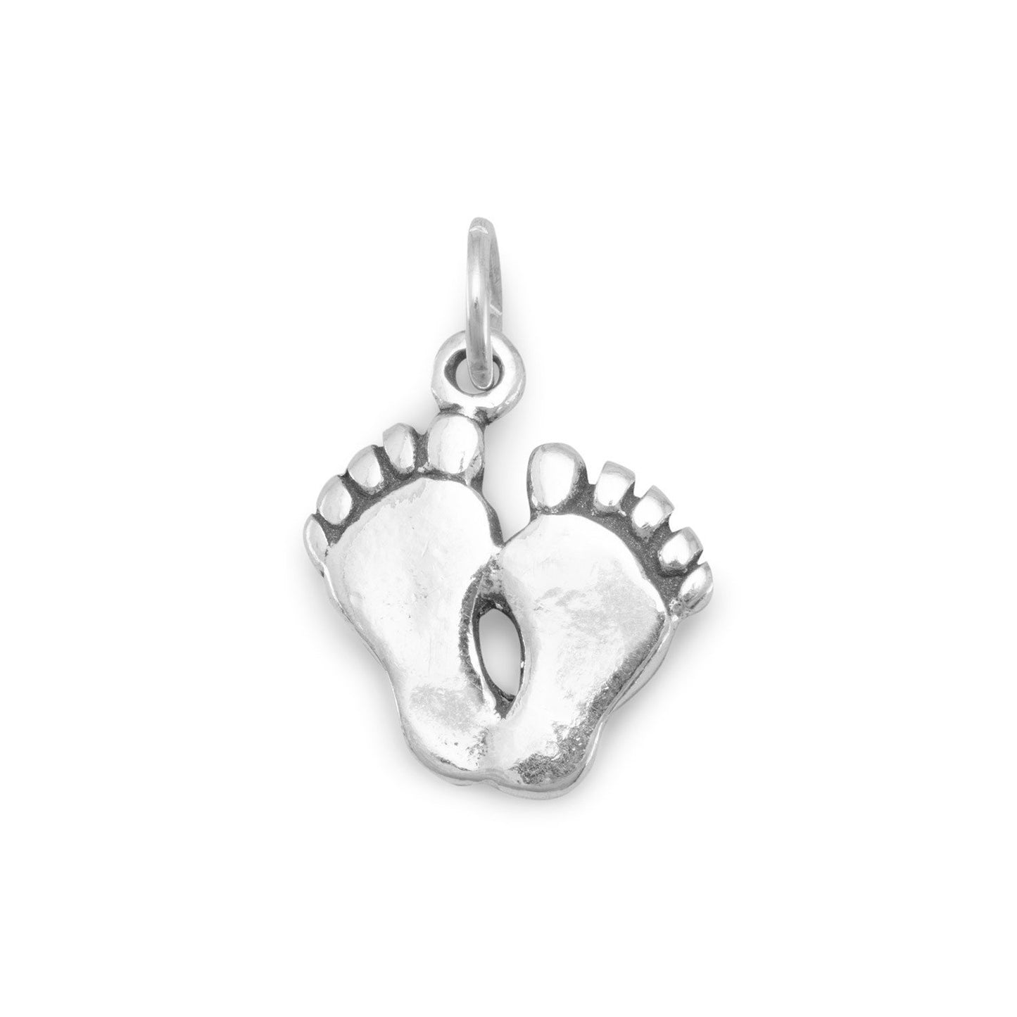 Authentic 925 Sterling Silver Oxidized Footprints Women's Charm for Bracelet or Necklace