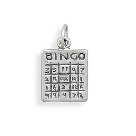 Authentic 925 Sterling Silver Bingo Card Women's Charm for Bracelet or Necklace