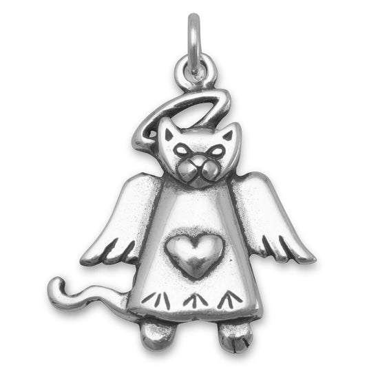 Authentic 925 Sterling Silver Cat Angel Women's Charm for Bracelet or Necklace