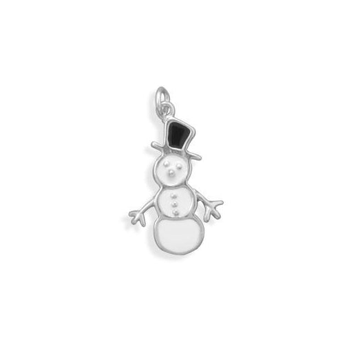 Sterling Silver White/Black Snowman Charm