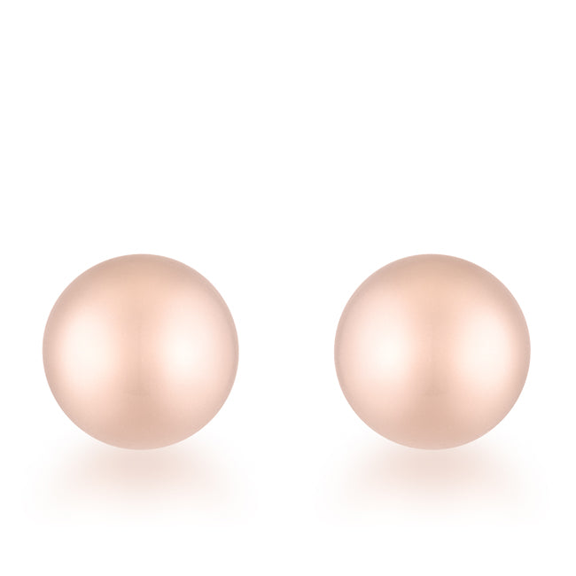 Rose Goldtone Stainless Steel 6mm Sphere Earrings Studs