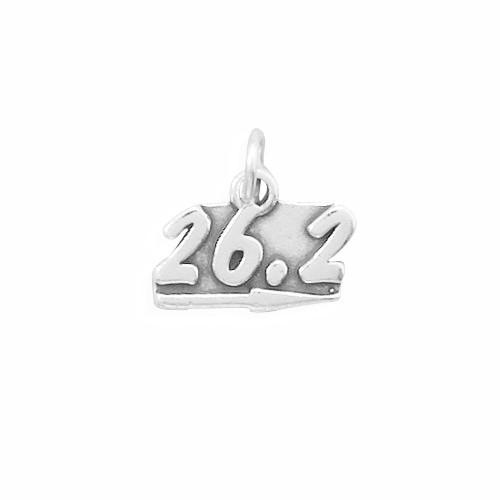 Authentic 925 Sterling Silver Oxidized "26.2" Women's Charm for Bracelet or Necklace