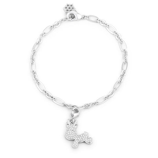 Silvertone 0.25ct Cubic Zirconia Rudy Reindeer Charm Bracelet